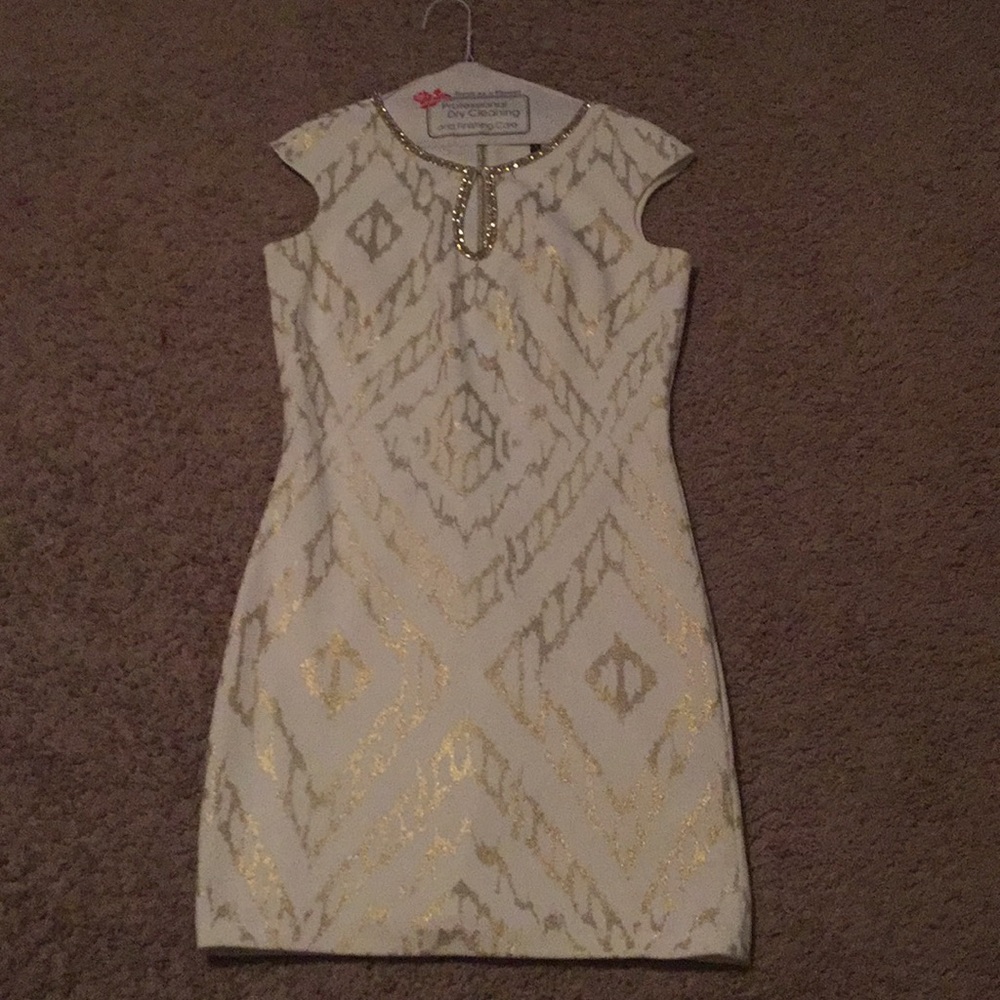 Cream and gold cocktail dress 6